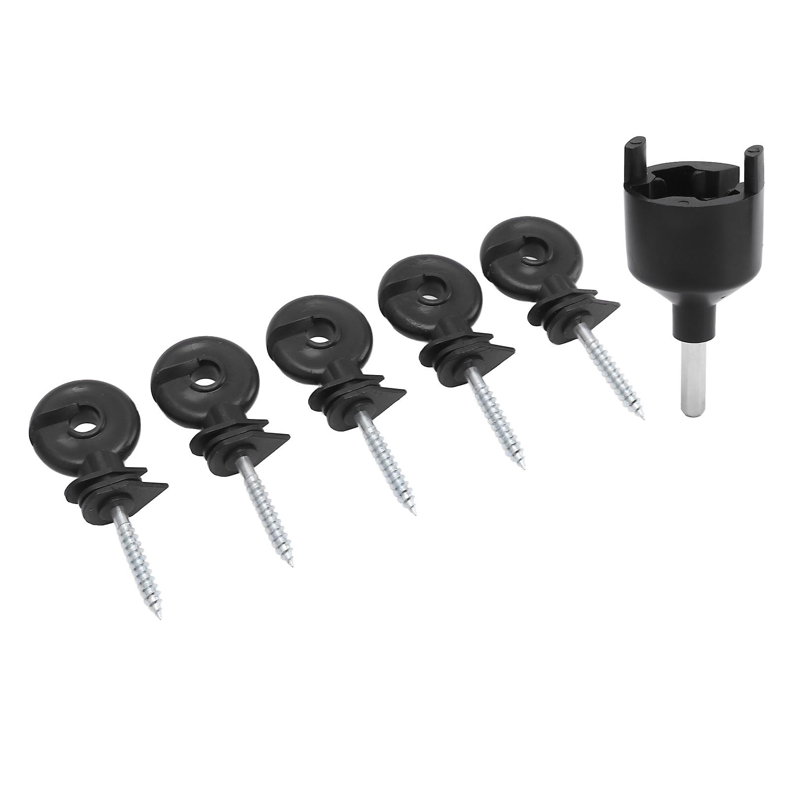 50Pcs Electric Fence Insulator Screw in Insulator Fence Ring Post Wood Post Insulator with Insulator Socket Tool