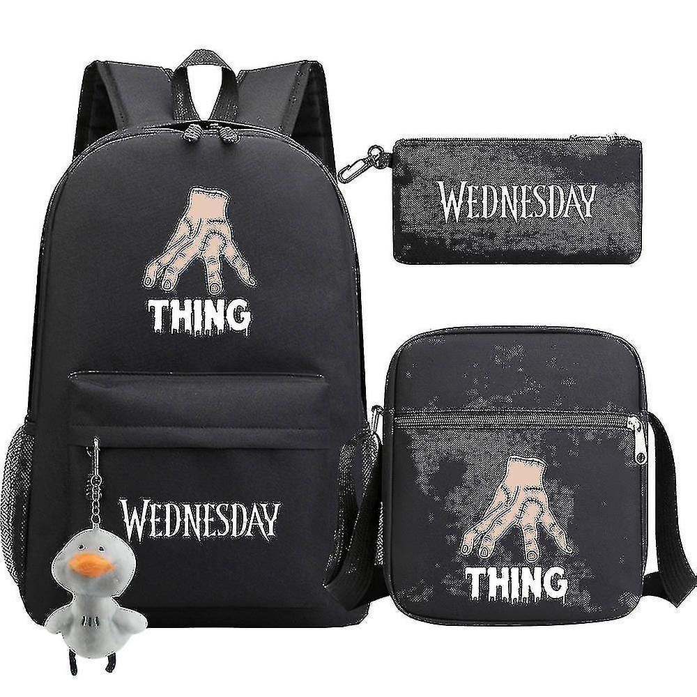 Wednesday Reppu 3kpl/setti Addams Print Tytöt Pojat Laukut Muoti Matka Lapset Koululaukut Unisex Reput-yvan [xh]