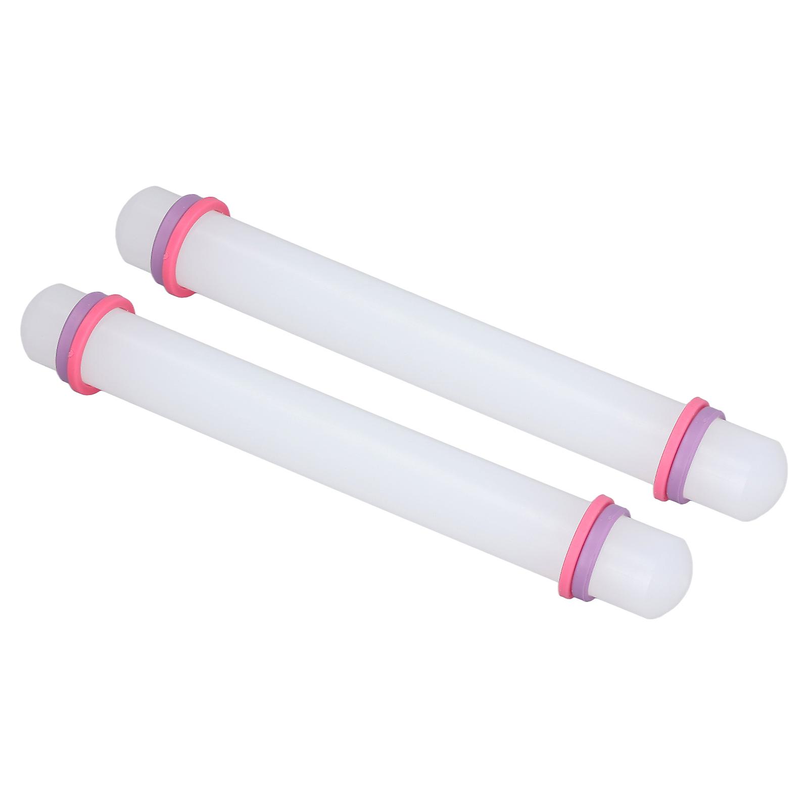2Pcs Plastic Rolling Pin Safe Durable Sturdy Plastic Nonstick Surface Wide Application Small Rolling Pin