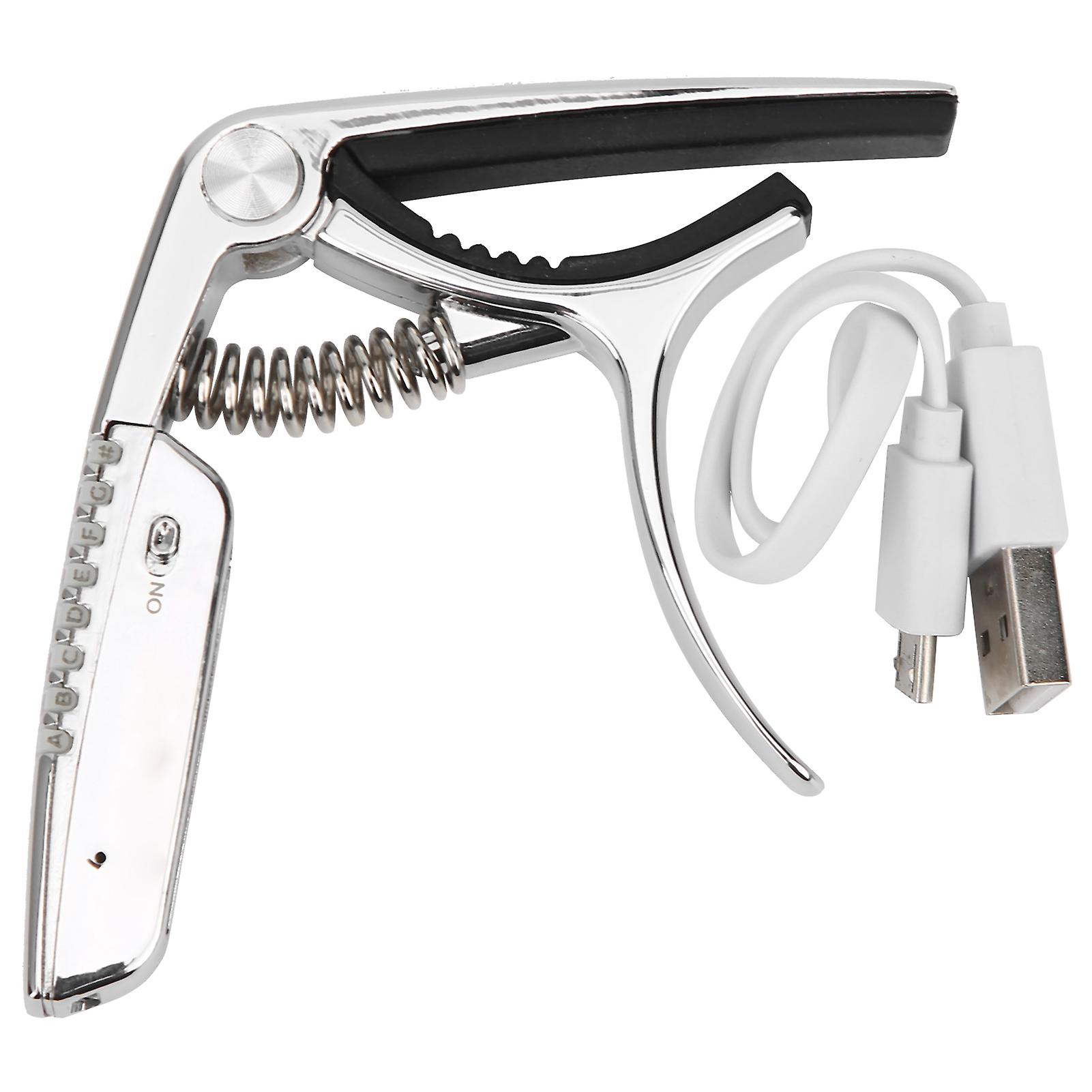 Guitar Capo Tuner 2 In 1 Zinc Alloy Built in Rechargeable Battery RGB LED Display GT-100(Black )