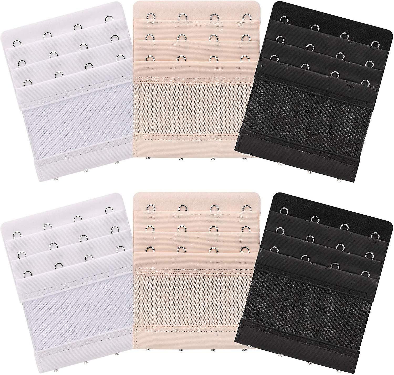 6 brikker kvinners myke komfortable elastiske bh extenders bh forlengelse stropp 4 krok 3 rad dame bh