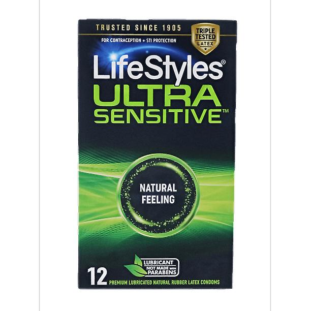 Lifestyles Ultra Sensitive Lubricated Latex Condoms, 12 Count