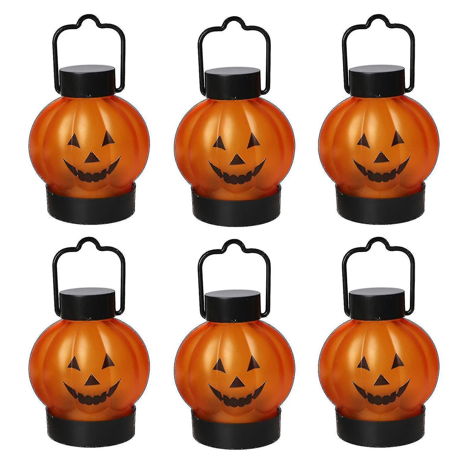 かぼちゃランタン 6個入り ゴーストフェイスデザイン ハロウィンデコレーション 感謝祭 クリスマス ティーライトキャンドル