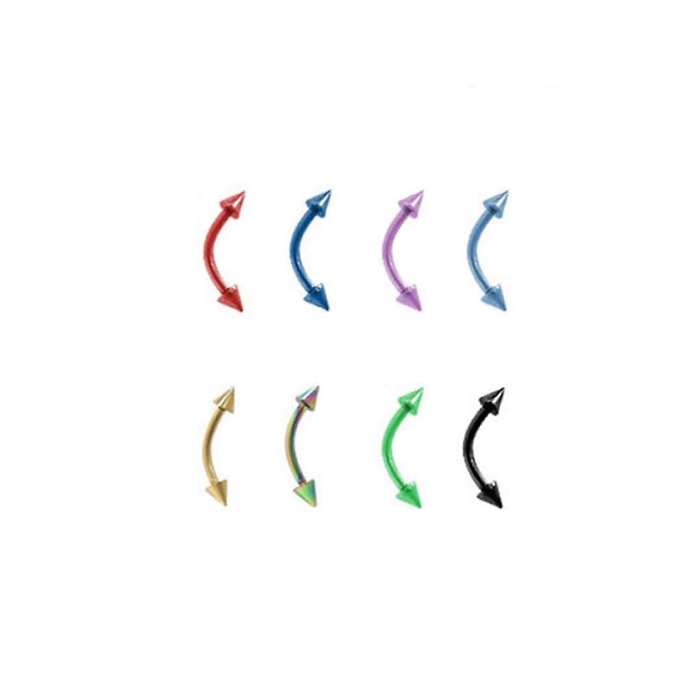 Eyebrow ring neon anodized titanium spiked cartilage piercing tragus 16g 8mm