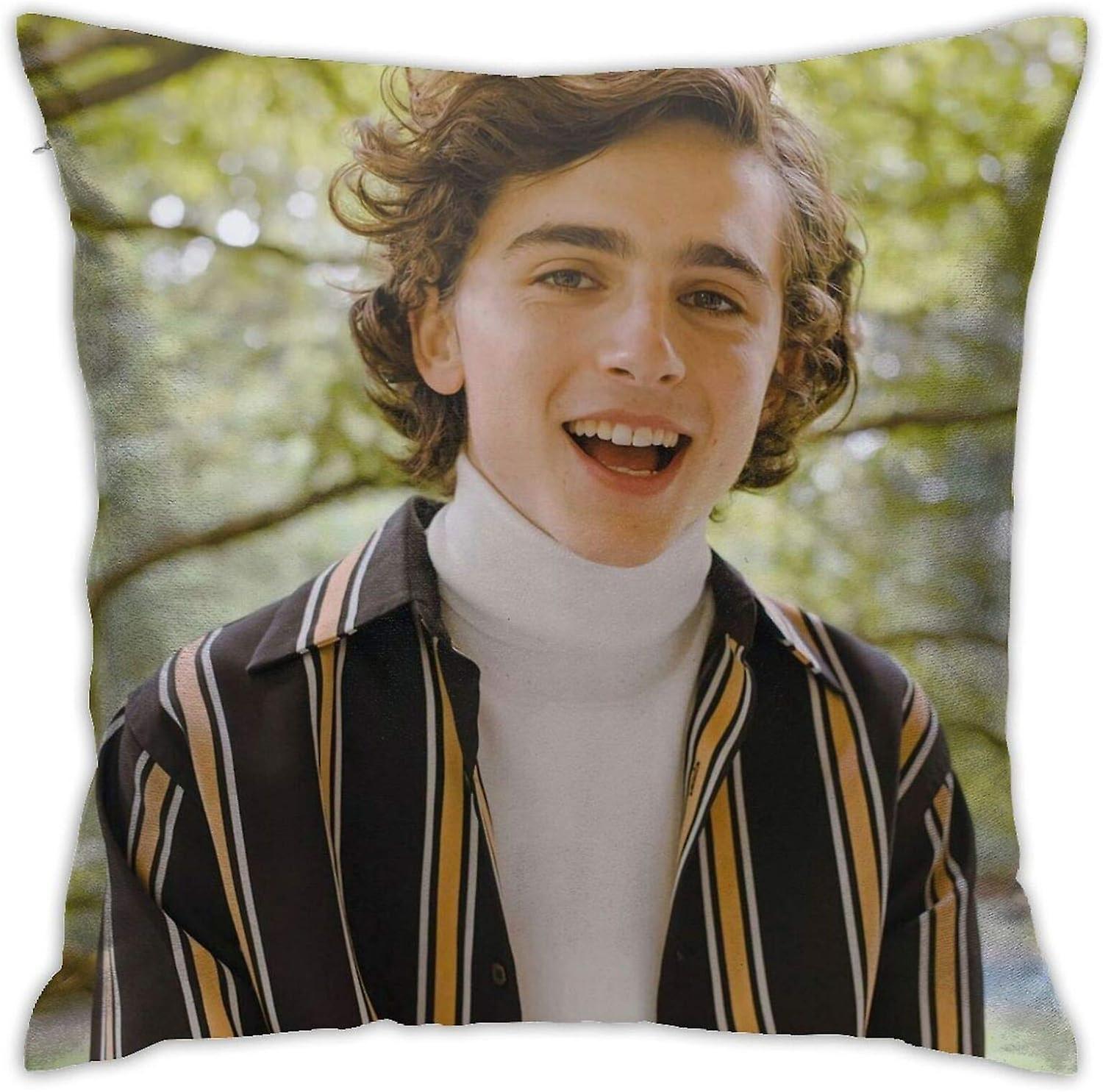 ティモシーシャラメ枕カバー装飾スクエアスロー枕カバークッションケース家の装飾ソファ寝室車18x18インチAA-604