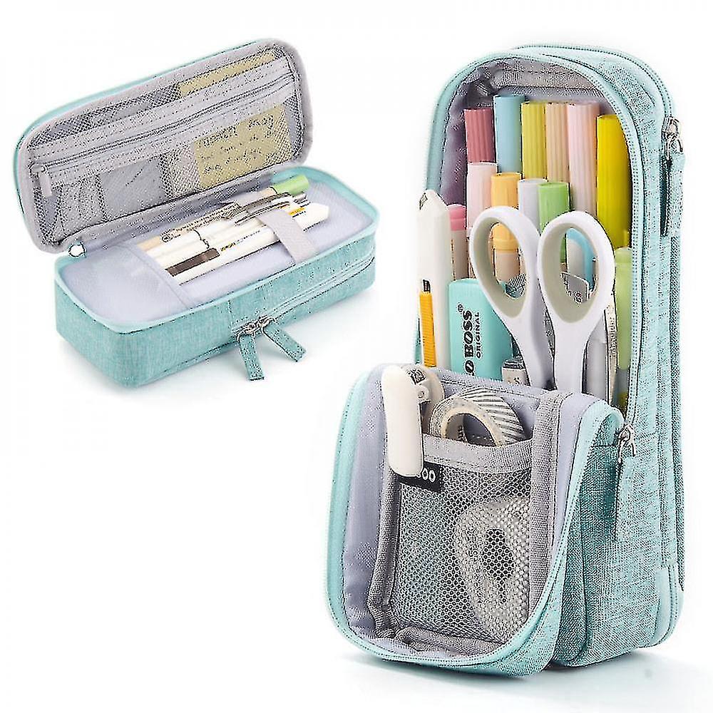 Standing Canvas Pencil Case Pouch (Green)