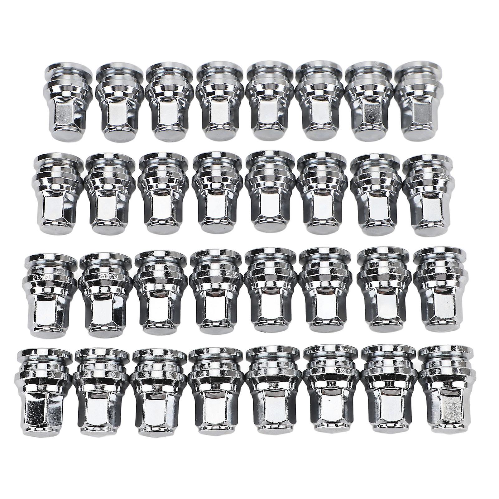 32 Pcs M14x1.5 Chrome Duplex Spline Lug Nuts 21mm Hex