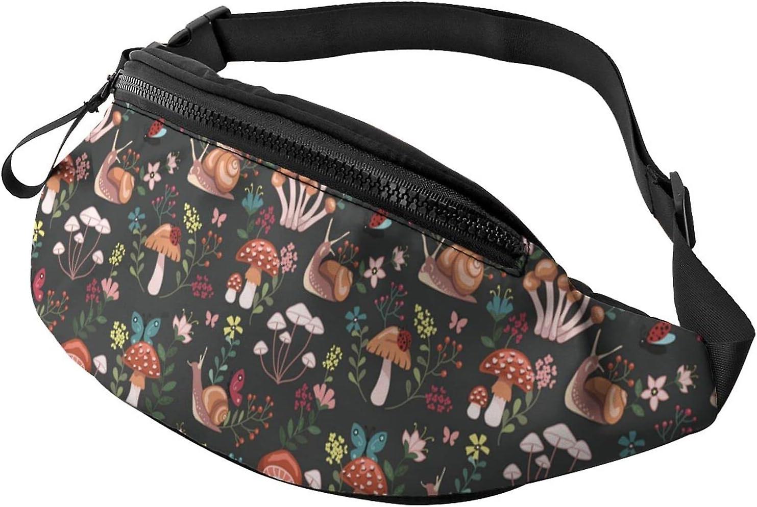 AR153カタツムリファニーパック付きマジックワイルドマッシュルーム調節可能なウエストバッグクロスボディヒップパック旅行ランニングサイクリングヒップパック
