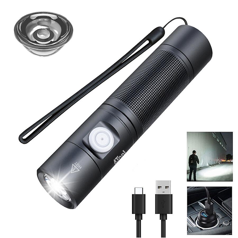 1400Lm Tir Lens 200m Long Range Compact Edc Flashlight With Type-c Usb Rechargeable 18650