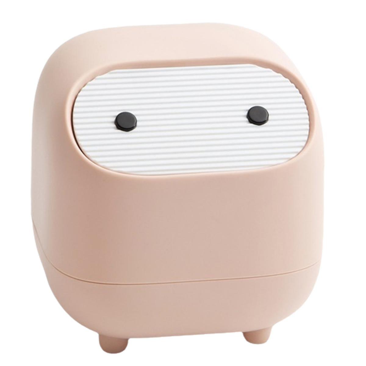 Desktop Trash Can, Small Office Supplies, Mini Double-Layer Push-Down Trash Can, Cute Trash Storage Box Pink