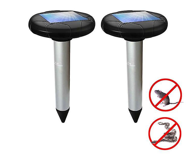 2 Pack Solar Powered Pest Repeller Deterrent For Moles, Gophers, Snakes, Mice Safe