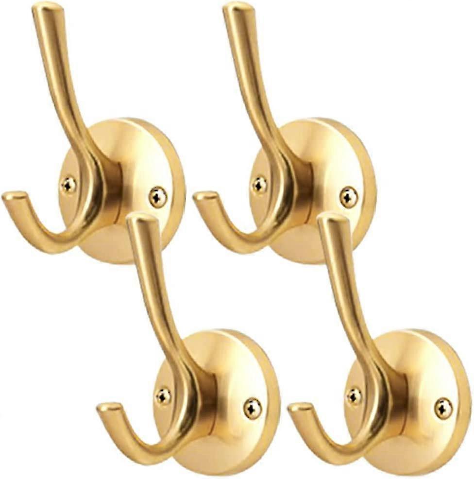 4 Pieces Coat And Hat Hooks Strong Metal Hooks For Hanging Clothes Hooks Wall Mounted Towel Hooks For Home, Golden