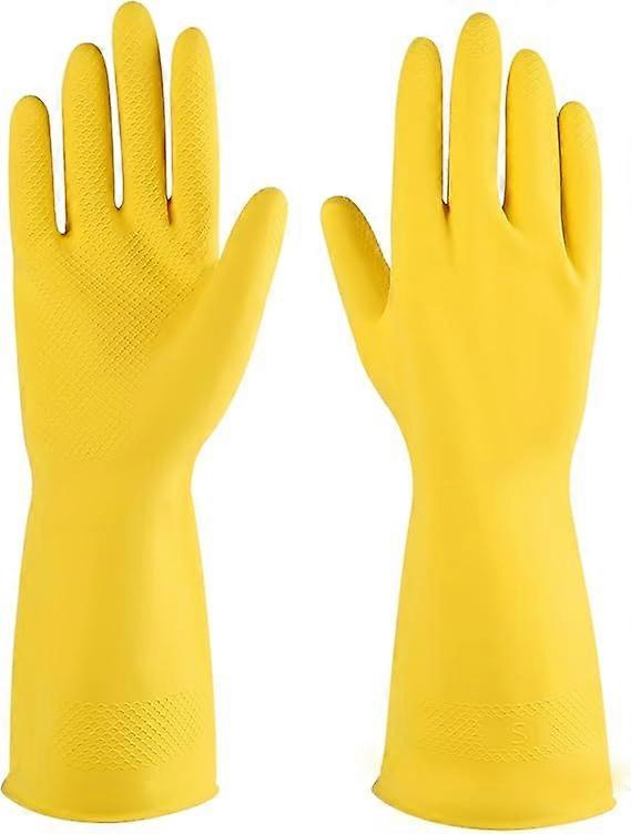Rubber cleaning gloves yellow 3 Pairs for Household,Reuseable dishwashing gloves for KitchenXL