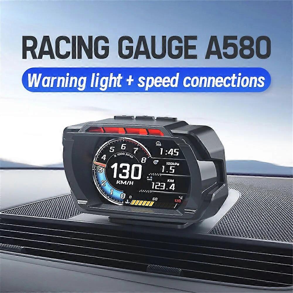 A580 OBD2 Car Head Up Display HUD Smart Car Water&Oil temp Turbo RPM Gauge Digital Speed Voltage Auto Meter FN9U1843