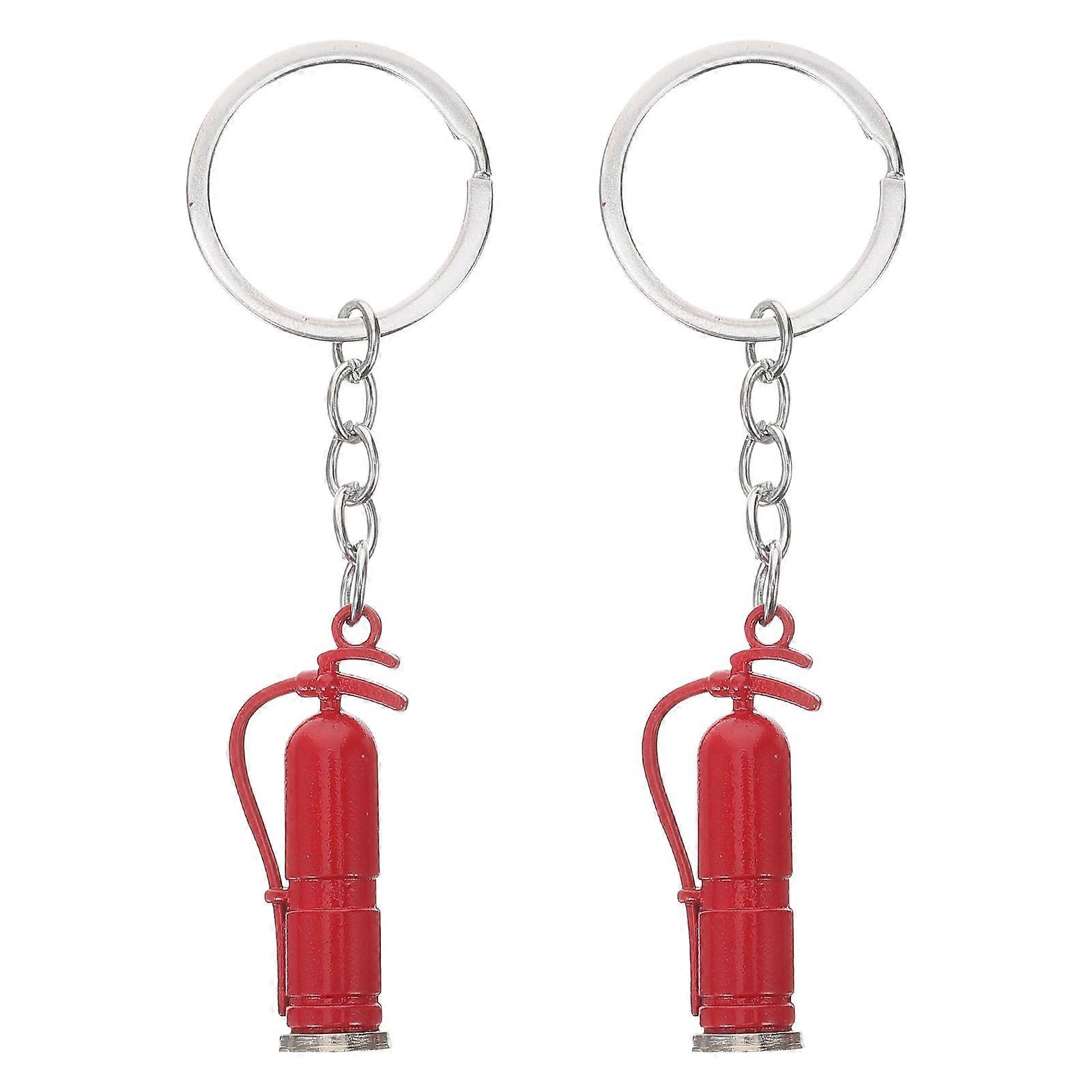 2Pcs Fire Extinguisher Pendant Key Chain Firefighter Keyring Bag