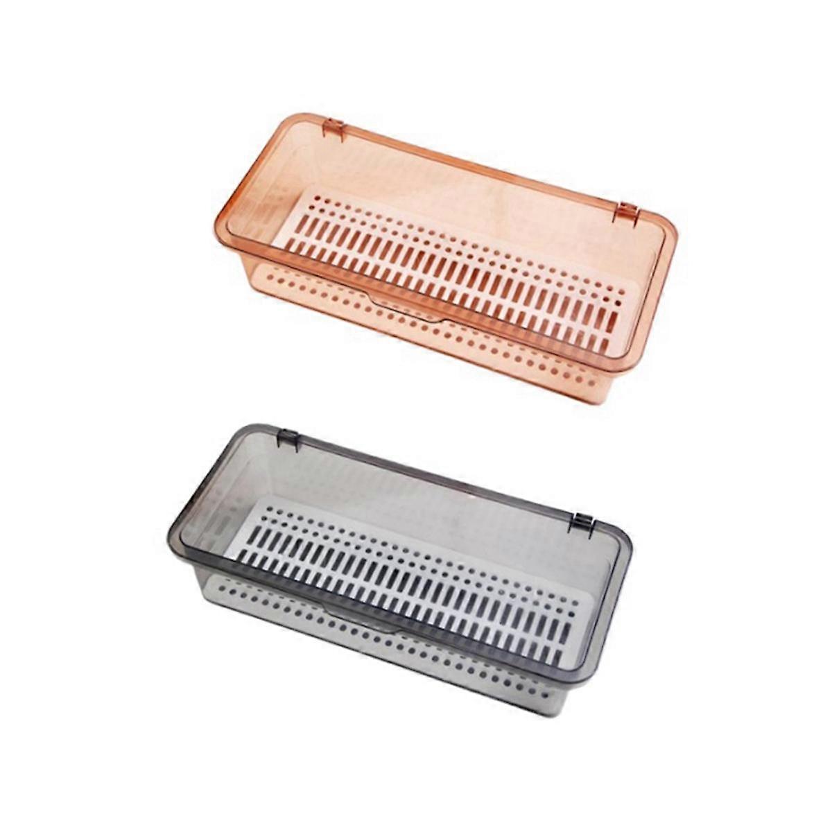 Organizer per cassetti, organizer e contenitore trasparente per scrivania, porta trucchi con coperchio per esposizione in bagno B