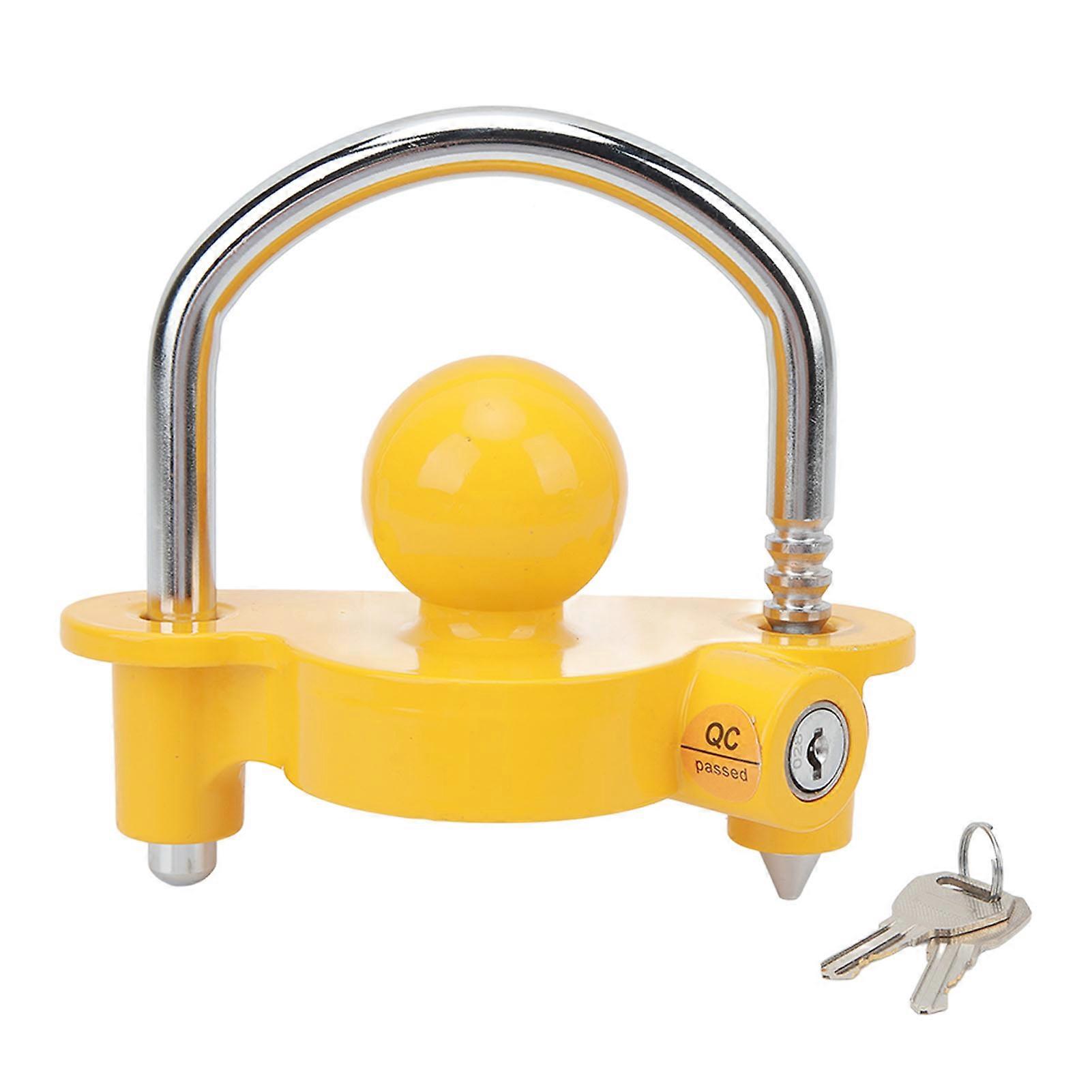 Attelage de remorque Verrouillage à boule Verrouillage d’attelage de remorque réglable Acier robuste pour 1 à 7/8 po Coupleur 2 po 2 à 5/16 po avec 2 clés Jaune