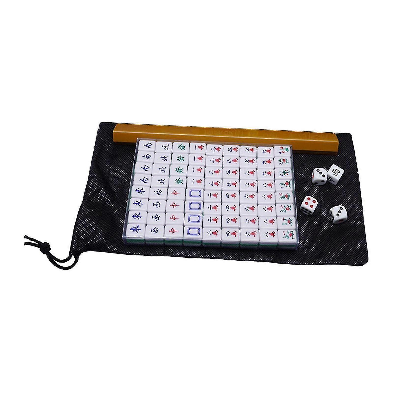 Mini jogo Mahjong chinês com estojo de transporte para jogar chinês