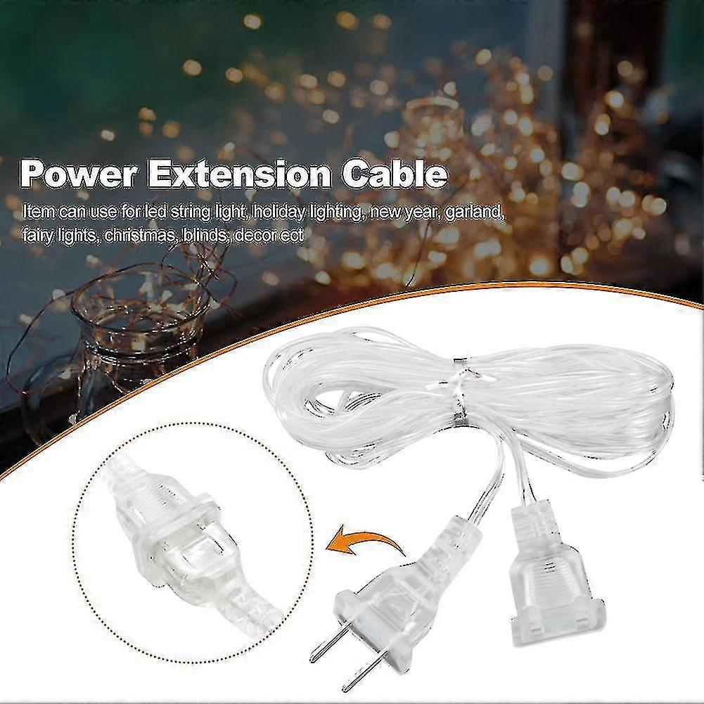 5m Clear Line Easy Install Power Extension Cable para luces navideñas