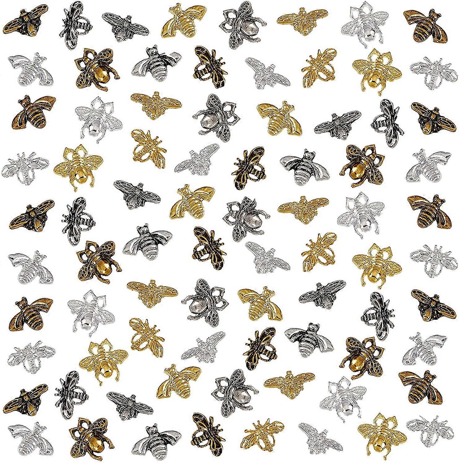 128pcs Nail Art Decoration Bees Shape Resin Fillers 4 Sizes Alloy Epoxy Resin Supplies Insert Resin Accessories Easter Basket Stuffers Resin Filling C