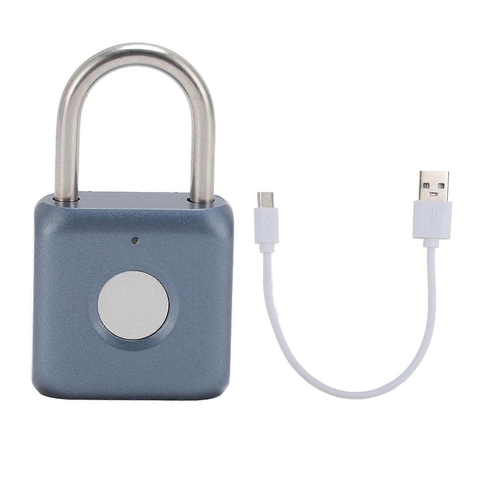 Fingerprint Padlock USB Rechargeable Waterproof Smart Padlock with Keyless Biometric for Gym Sports Bike School