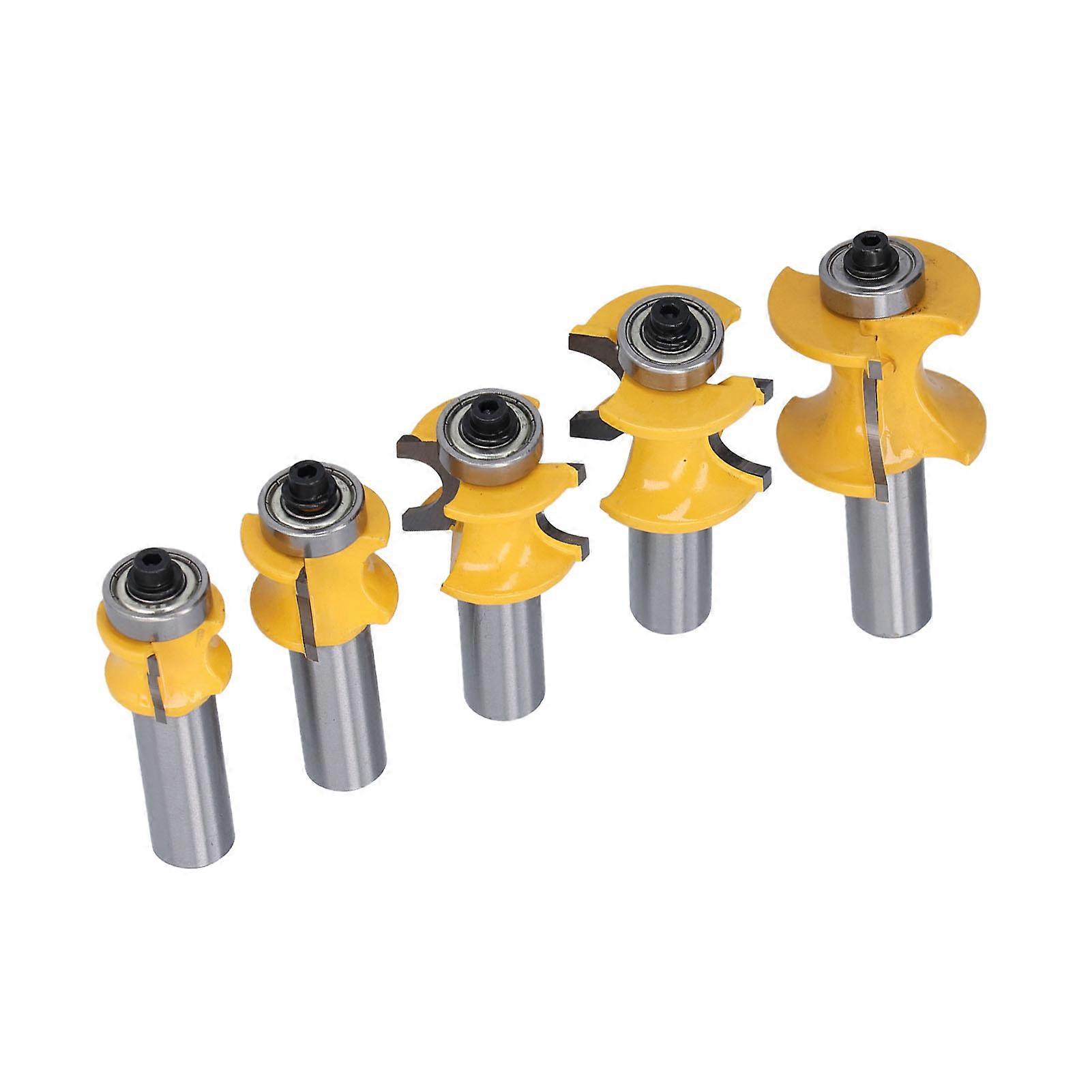 Router Bit Set 1/2in Shank Half Round Bullnose Wood Milling Cutter for CNC Engraving Machine 5Pcs