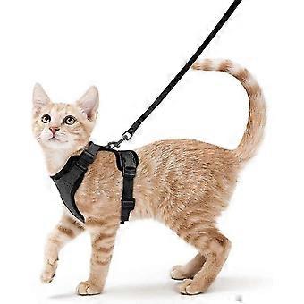 Cat Harness And Leash For Walking, Escape Proof Soft Adjustable Vest Harnesses For Cats, Easy Control Breathable Jacket, Black, Xs