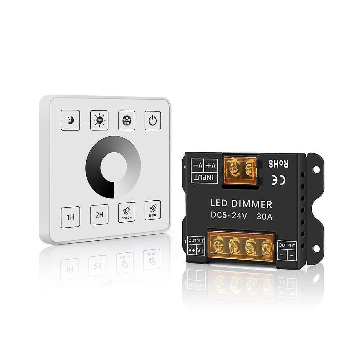 RF Wireless Wall- Mounted Dimmer Control for DC5-24V 30A Single Color LED Strip Lighting