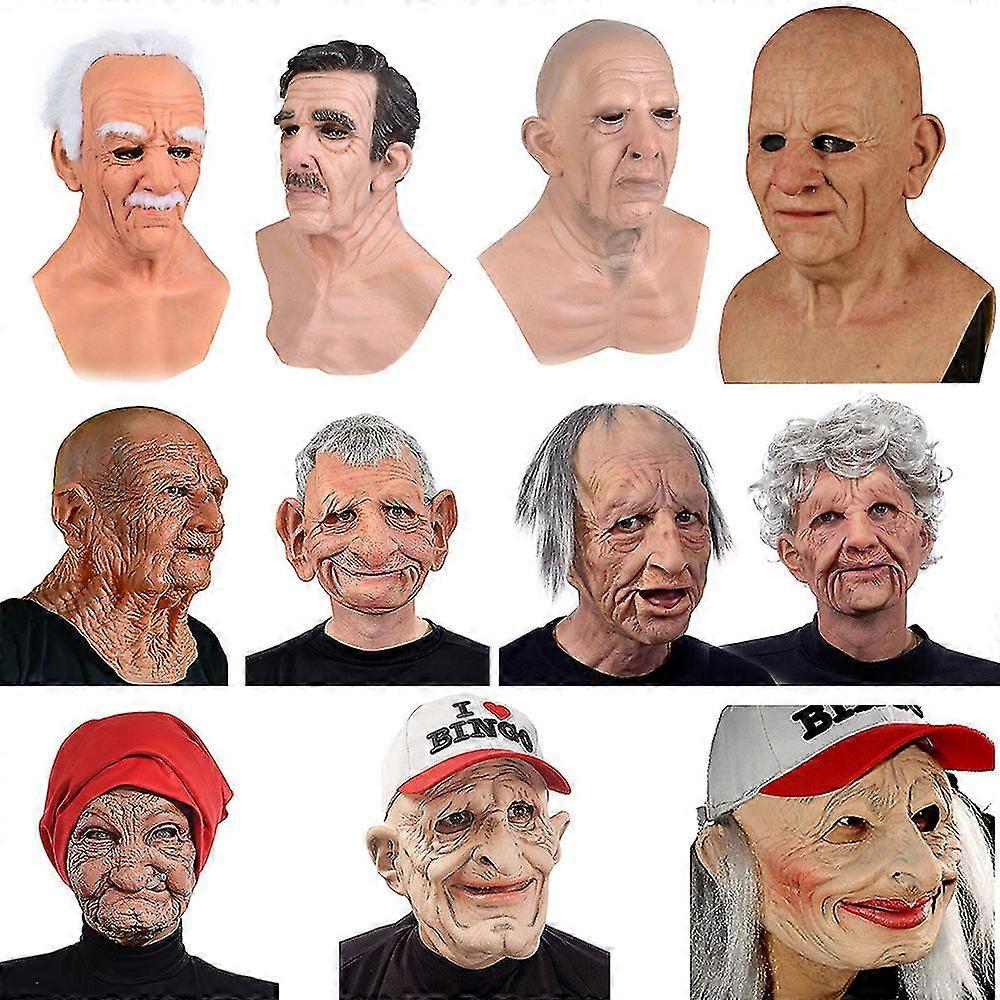 Old Man Mask - Realistic Halloween Latex Human Wrinkle Face Mask