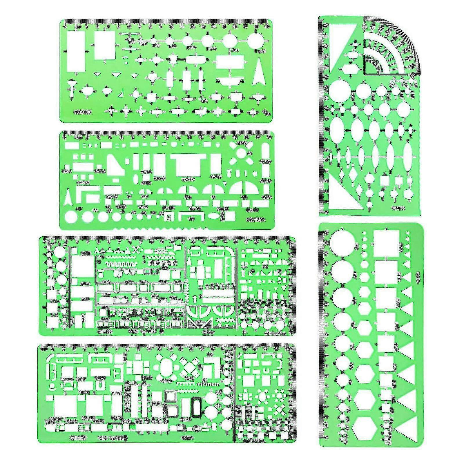 6 Pcs Architect Multi Purpose Drawing Template Set House Plan Interior Design And Furniture