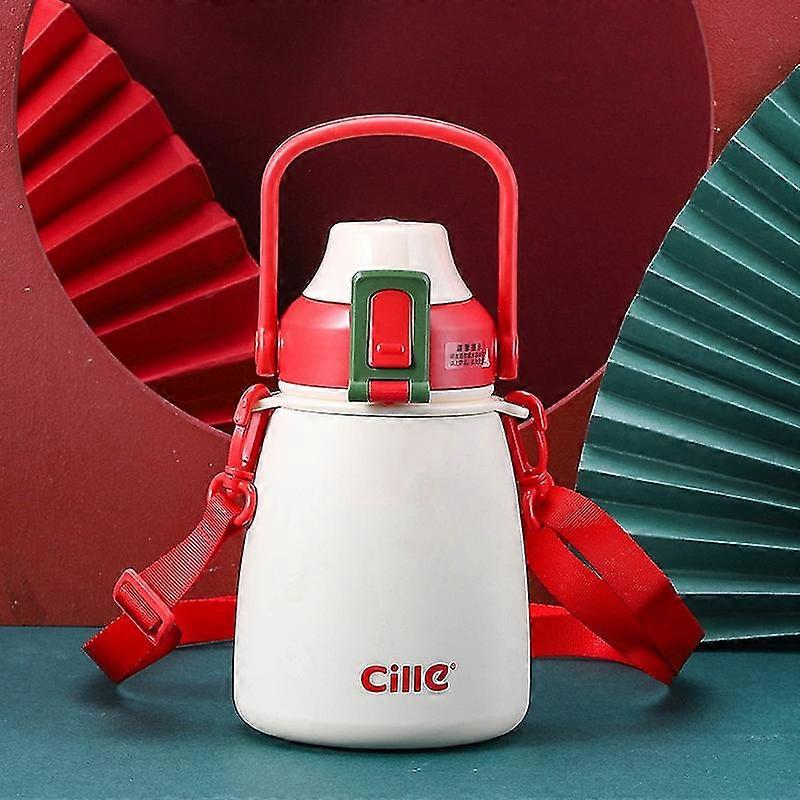 Portable Thermos Leak-proof Handle Outdoor Sports Children Drinking Water Bottle With Straw