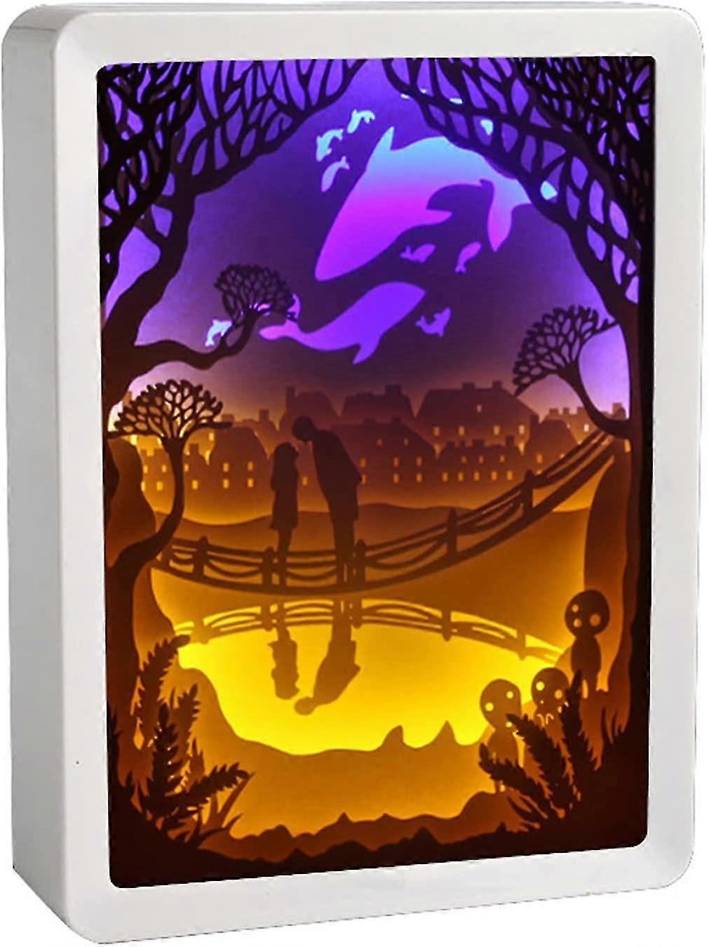 3d Light And Shadow Paper Carving Lamp, Abs Frame Art Paper Carving Night Lights, Creative Led Decor