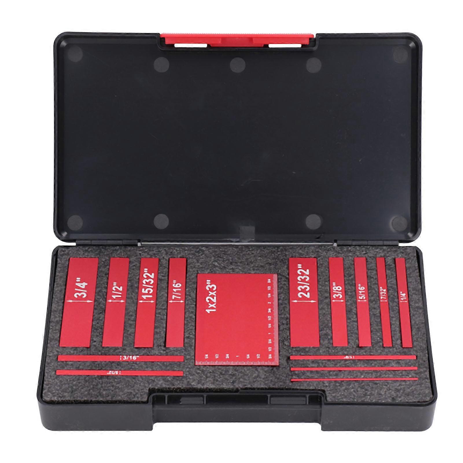 15pcs Setup Blocks Laser Engraved Size Aluminum Alloy High Strength Height Gauge Set for WoodworkingRed