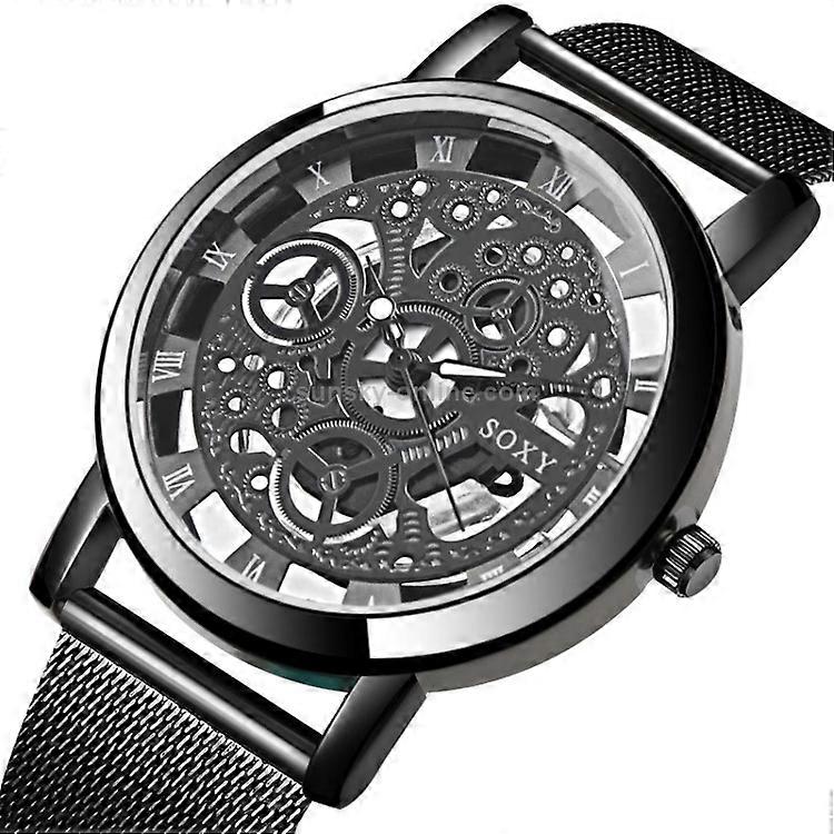 SOXY Fashion Business Skeleton Watch Men Engraving Hollow Quartz - Main Image