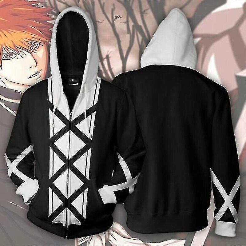Anime Bleach Hoodie Ichigo Kurosaki Cosplay Costume Jumper Hooded Sweater  Jacket