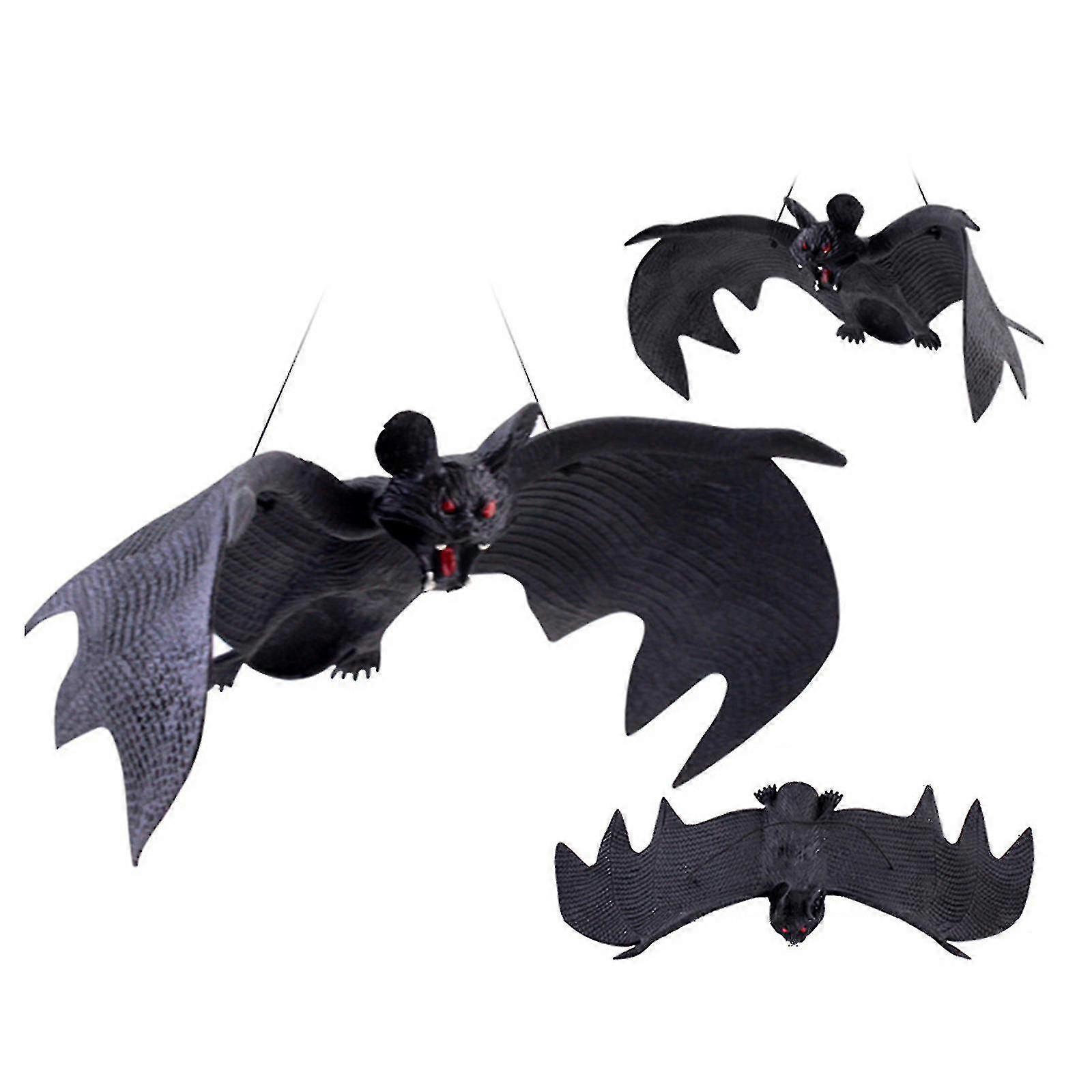 3pcs/set Halloween Party Decoration Simulation Animal Pendant Scary Bat Toy Haunted House Bar Scene Layout Decor Hanging Props