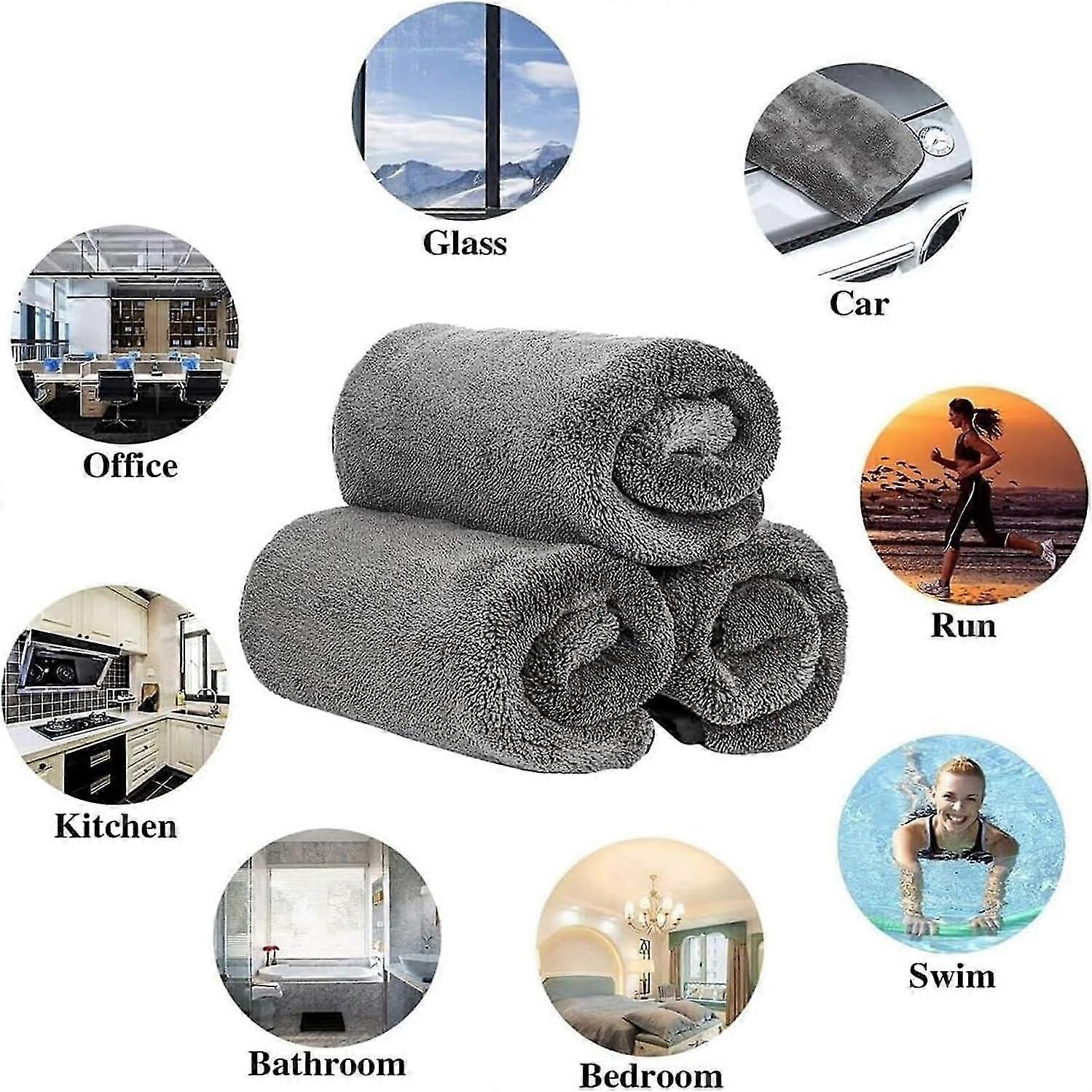 Quick Dry Car Towel Shiny Wipes Super Absorbent Drying Towel — XXL  Microfiber, Fast-Dry, Reusable For Bath, Car, Gym & Camping Reusable  Cleaning Towel