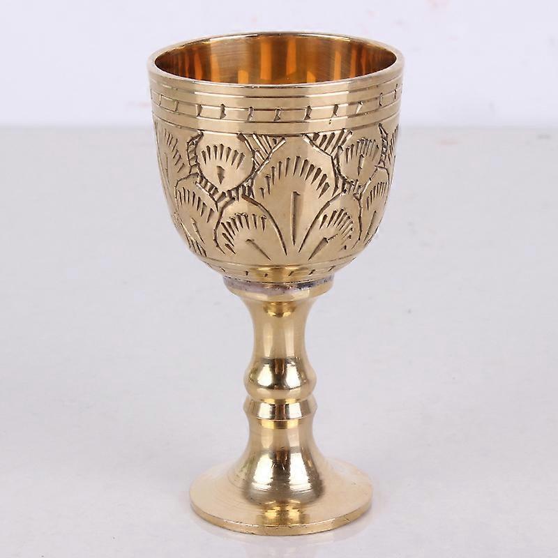 0 35ML Pure Brass Wine Glass Classical Wine Cup Handmade Small Goblet Home Bar Party Copper Wine Glass Mug Pattern Random