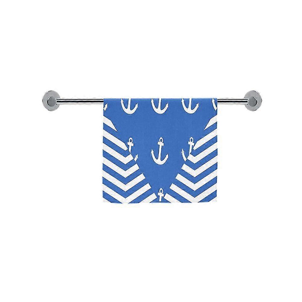 Navy Anchor Zigzag Background Hand Towel 40x70 Cm For Bathroom Or Sports
