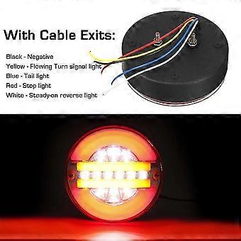 4-Inch Round LED Stop/Turn/Tail Lights – 24V – Red/White/Yellow Combos – For Trucks & Trailers