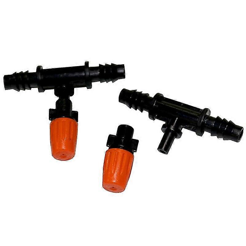2 Pcs Orange Sprinkler With 3/8 Inch Tee Connector Irrigation Atomizing Nozzle