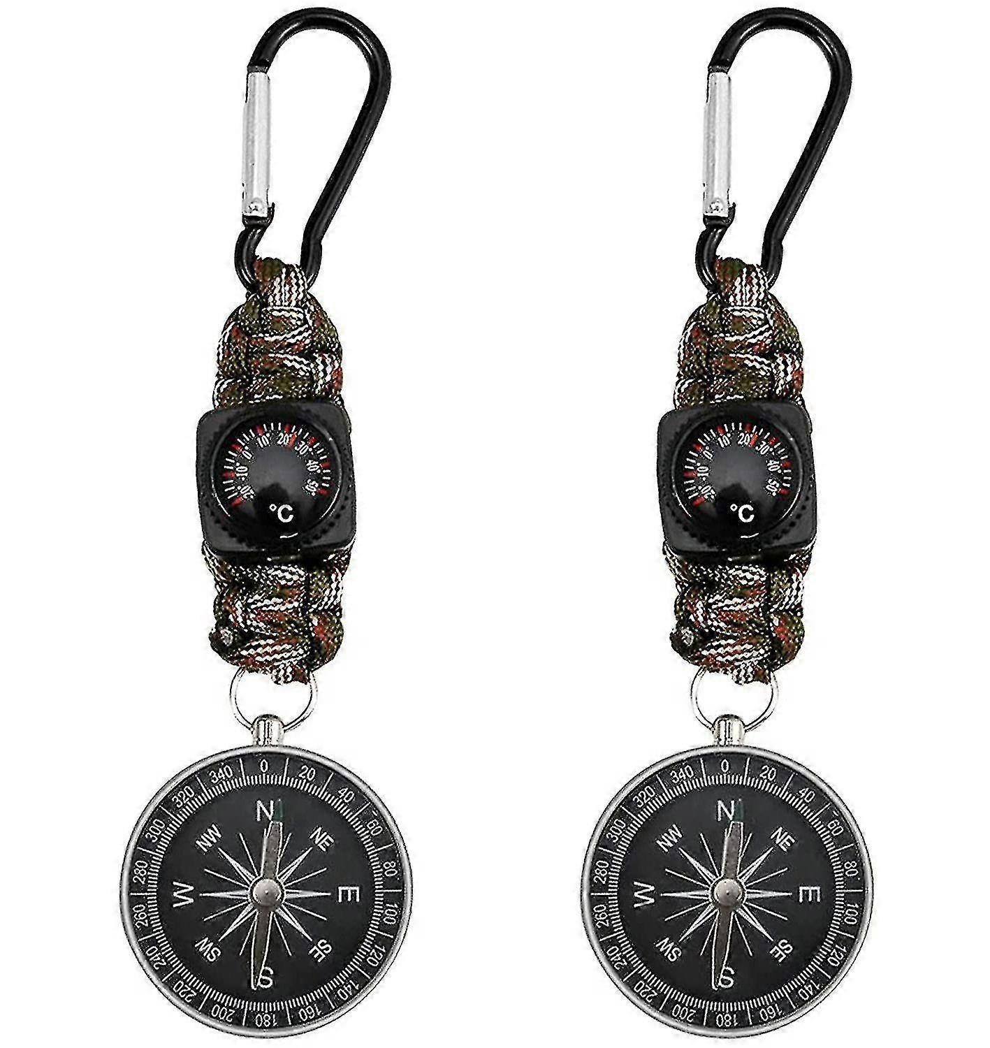 Keychain With Compass Compass Carabiner Compass Keychain Survival Keychain 4-in-1 Multifunctional