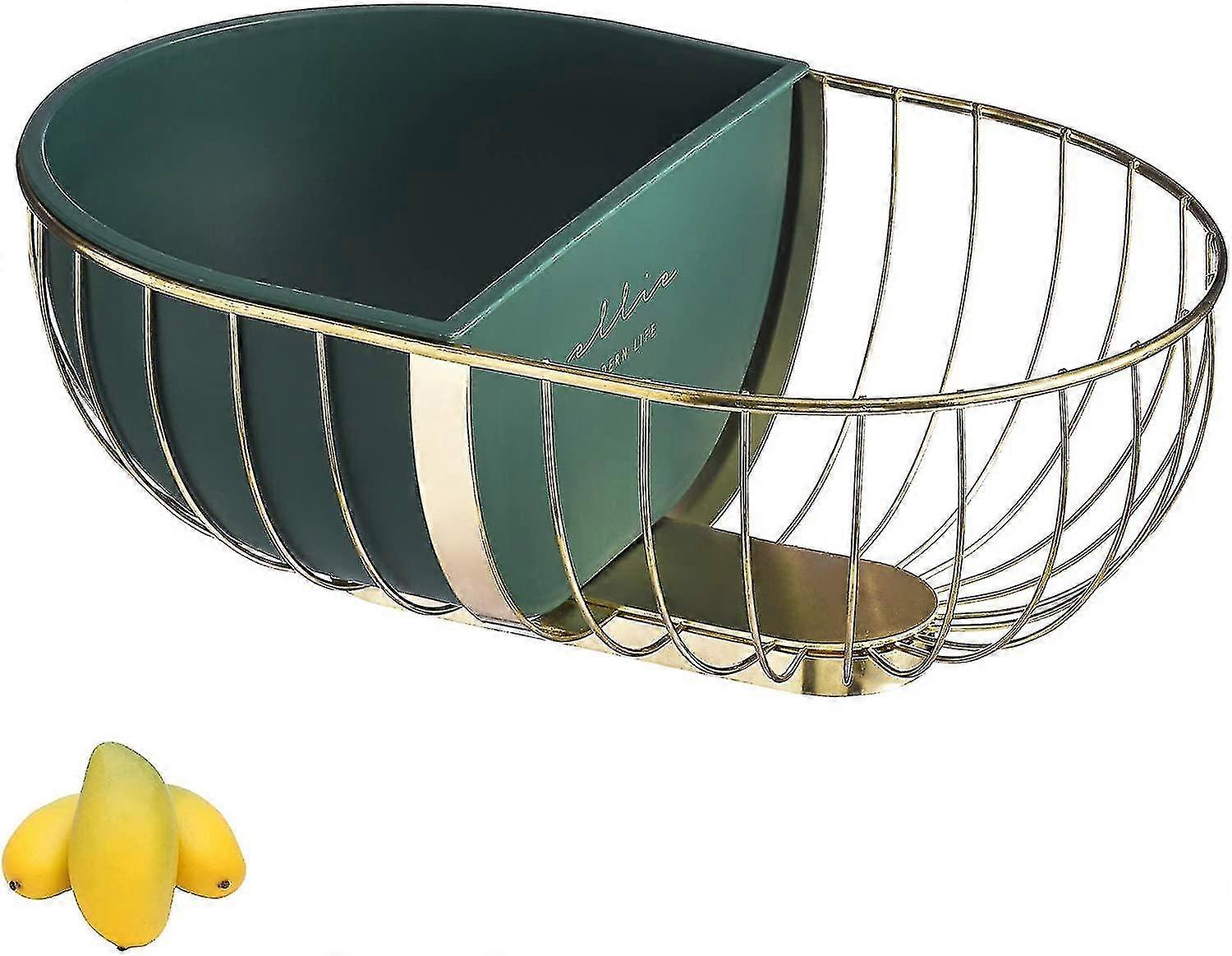 Gold Iron Multi-function Fruit Basket Removable Inner Box Fruit Vegetable Bread Candy Storage Bowl Golden Hy