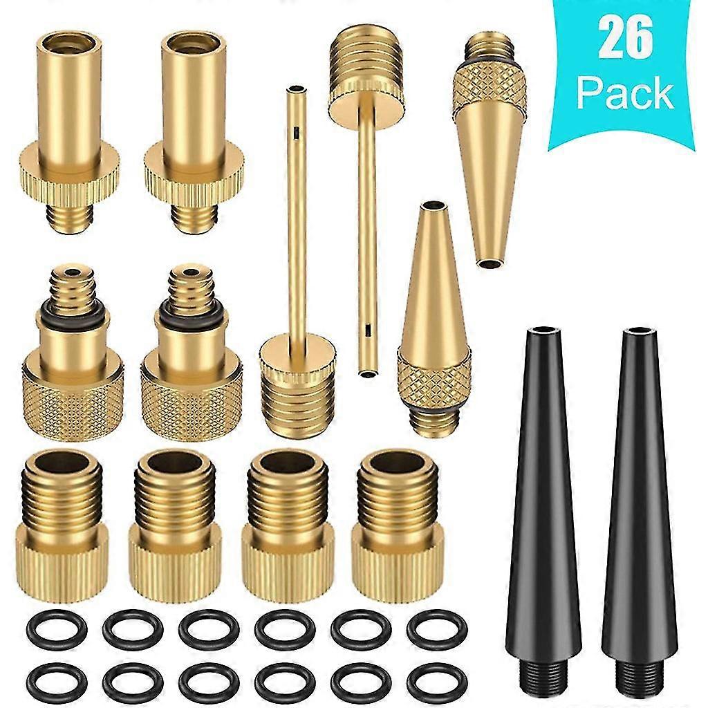 26件自行车打气筒适配器自行车轮胎打气筒适配器，适用于山地公路自行车玩具球