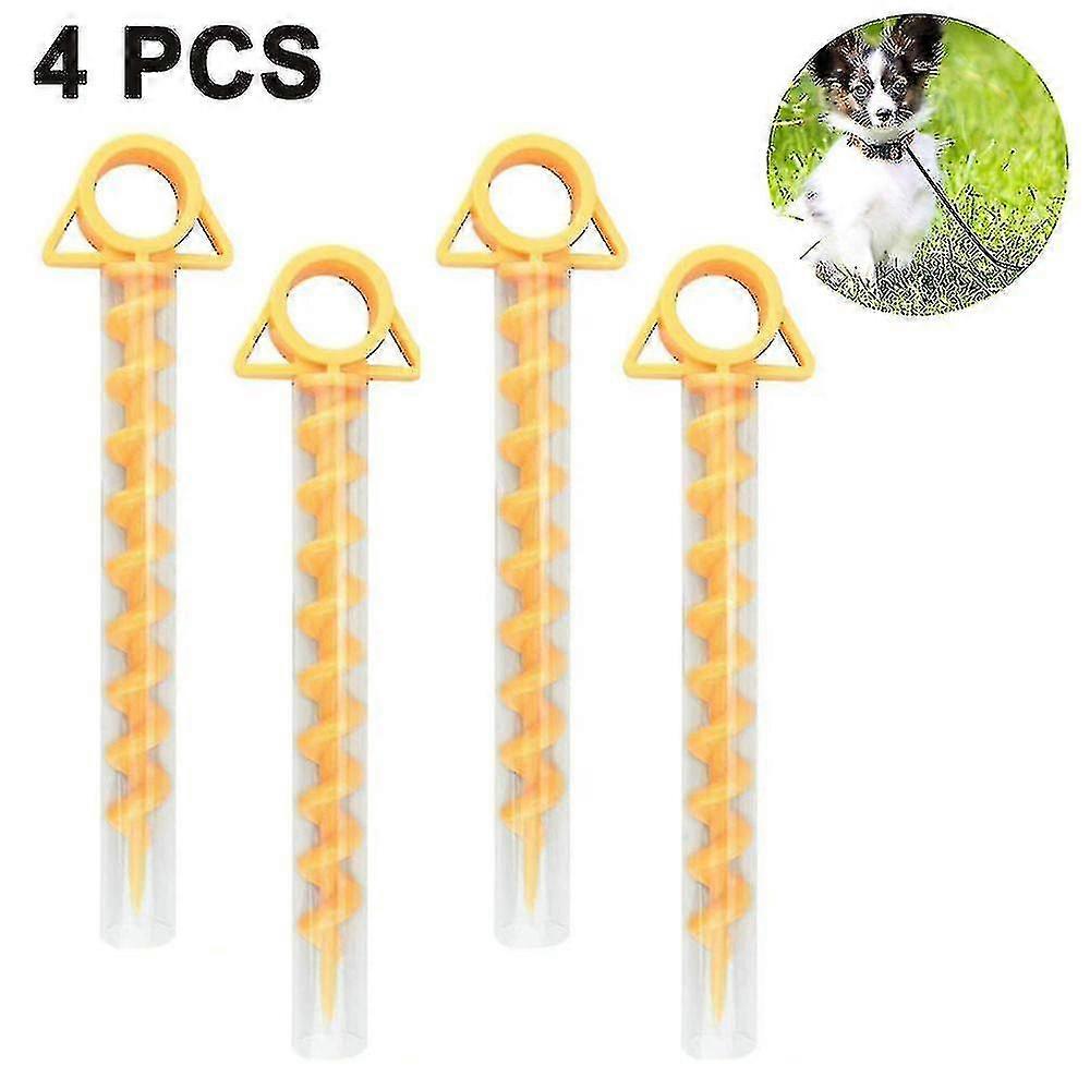 Plastic Spiral Ground Anchor - Ideal For Camping (pack Of 4,yellow)