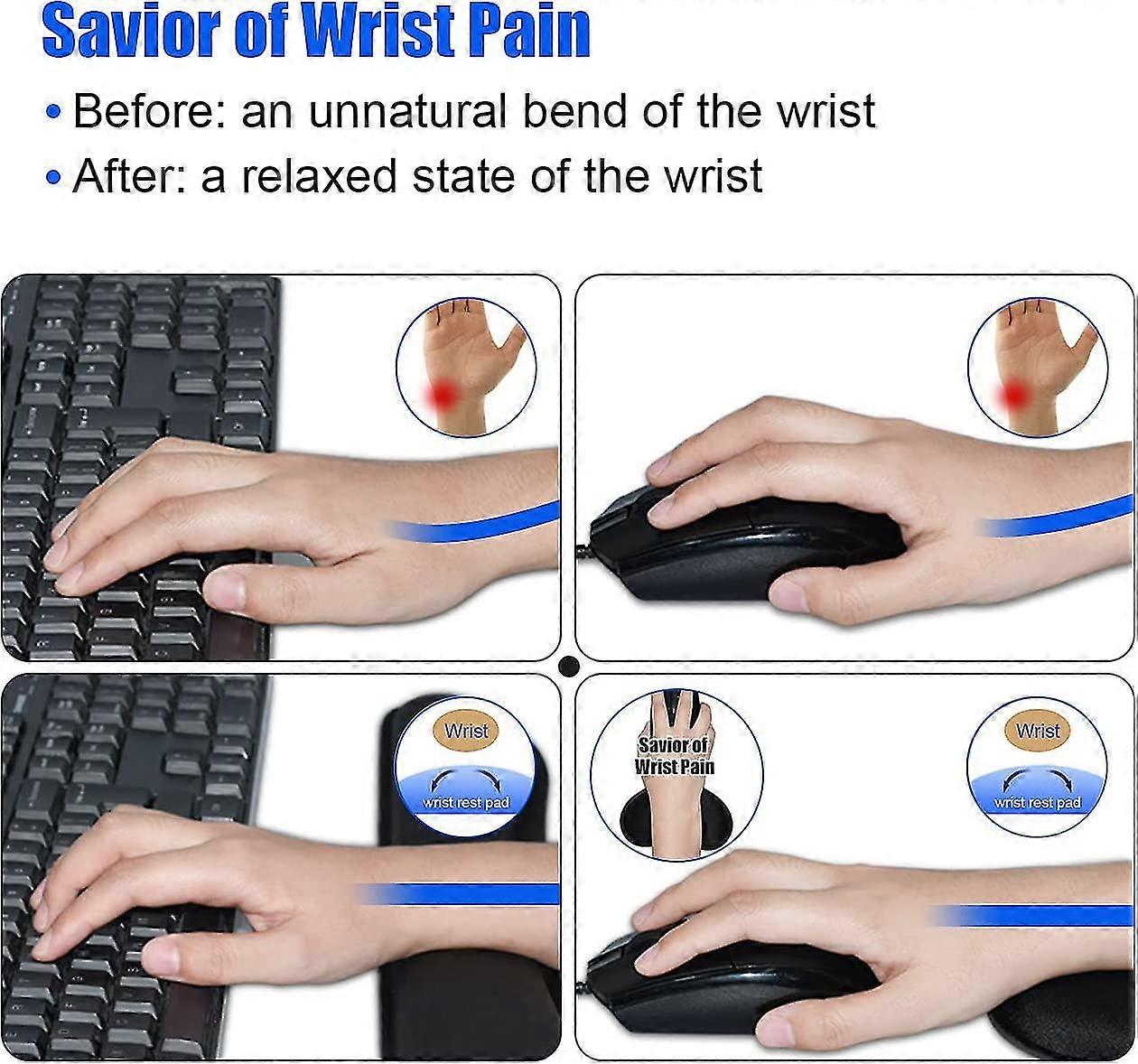 Wrist Rest Mouse Pad, Non-slip Ergonomic Wrist Cushion Black