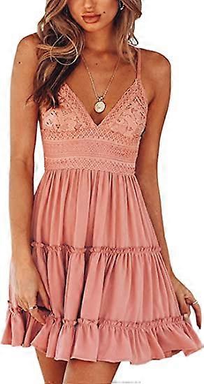 Womens V  Neck Spaghetti Strap Bowknot Backles Dress