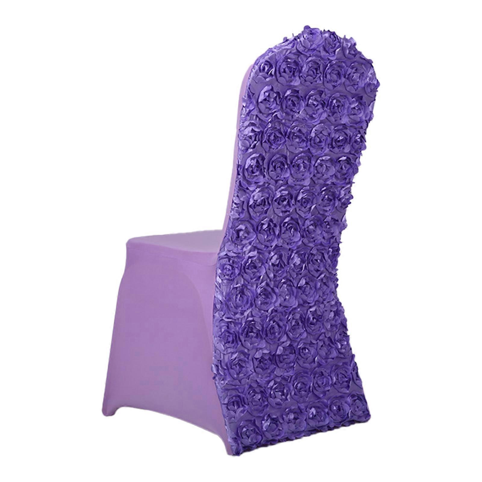 Chair Covers Elastic Tear Resistant Spandex Satin Rosette Back Chair Slipcovers Protector for Wedding KAESI