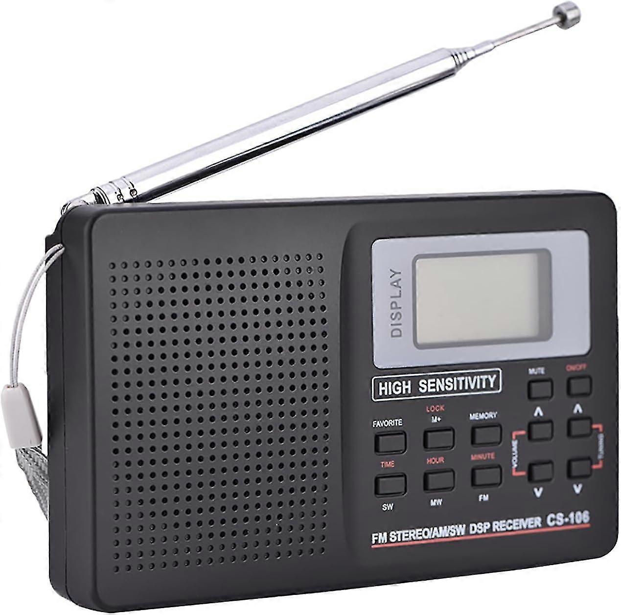 Portable Fm/am/sw Full Frequency Receiver Radio Alarm Clock,supports Micro Usb, Memory Function(step Value 9k)