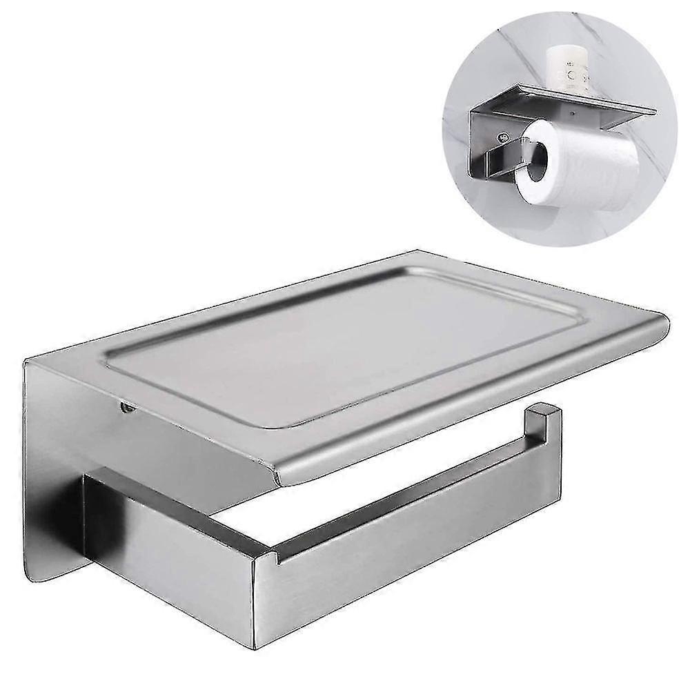 حامل ورق التواليت نيكل المصقول مع رف، ستانلس ستيل